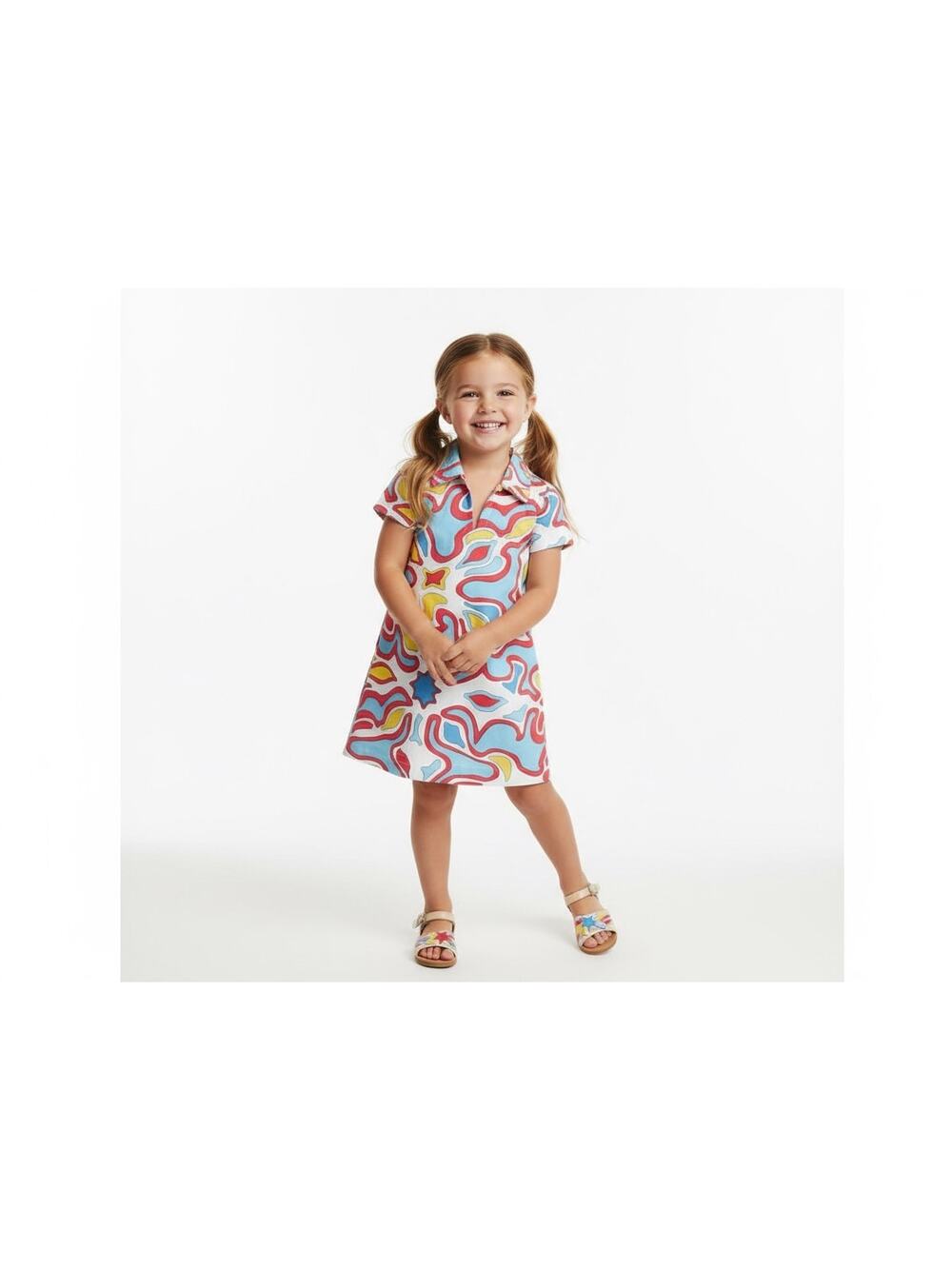J. McLaughlin Girls Dress Size 3/4 Picasso Print Cotton Shift Short Sleeve NWT